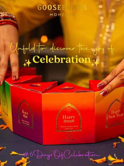 Unfold the joy of the festive season. This image shows how my hexagonal Diwali box opens up to reveal the six compartments, each holding a special treat for the celebration.