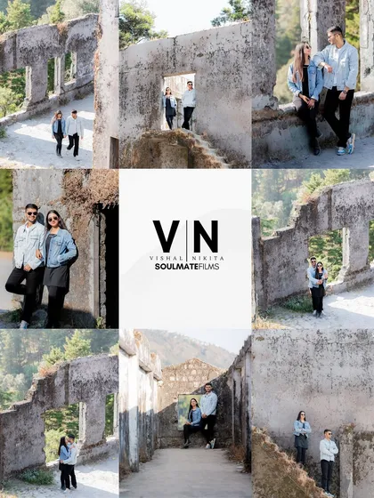 A collage from a pre-wedding shoot, showing the variety of moments we captured in a single location. From playful and candid to thoughtful and romantic, we tell the full story of your day together.