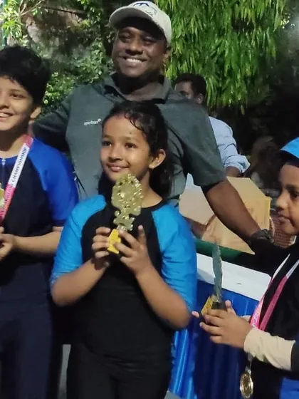 Look at those smiles. Our students proudly holding their trophies and medals after winning at the skating competition.