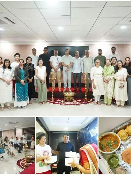 A collage from our Mumbai event, one of the five cities connected simultaneously. It shows the group, the welcoming atmosphere, and the community enjoying snacks together.