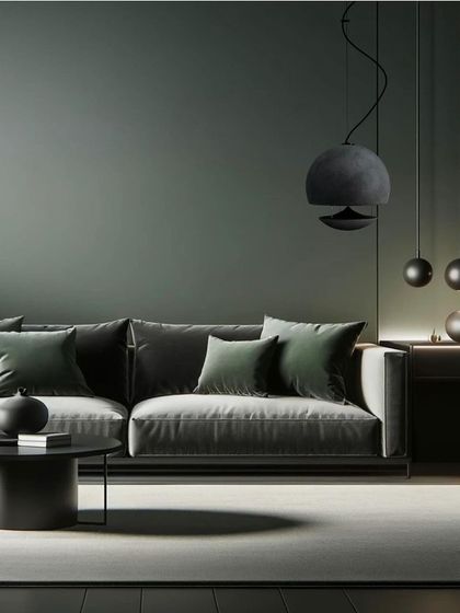 Here, the Spherina hanging speaker is shown in a moody, dark-toned living room. Its suspended design frees up floor and shelf space, making it an ideal audio solution for minimalist and contemporary interiors where clean lines are essential.