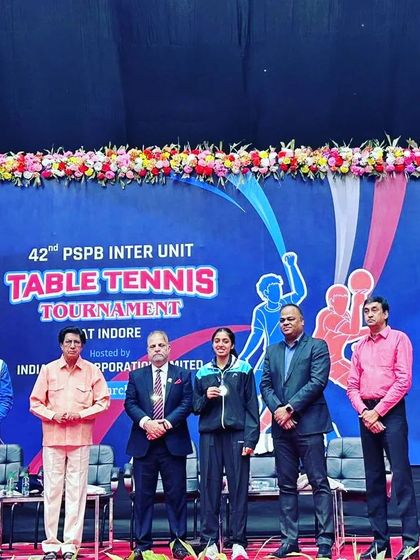 Yashu showcasing her versatility with two golds and a silver at the PSPB Inter Unit Championship. She excels in team, doubles, and singles events.