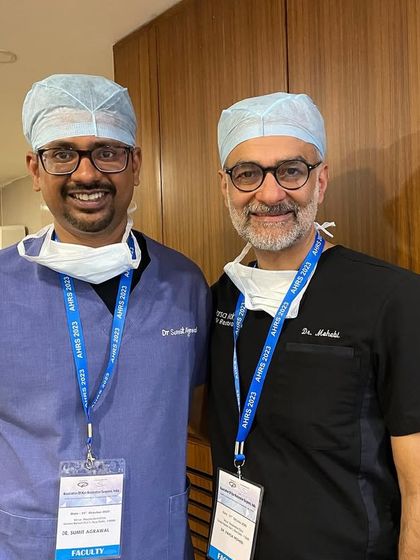 With Dr. Mohebi after a successful live surgery demonstration. Sharing knowledge and surgical pearls with esteemed colleagues is one of the most rewarding parts of my work.