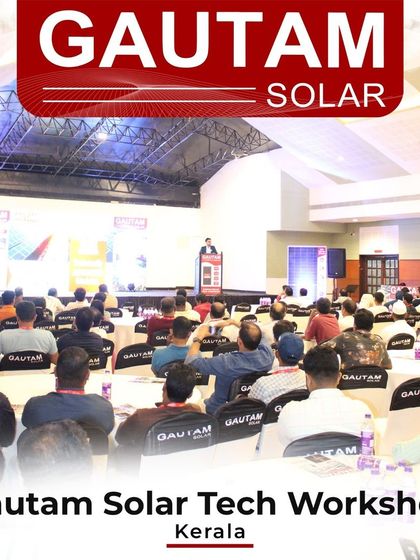 An expert from our team presenting on our advanced solar panel technology during the Tech Workshop in Kerala.