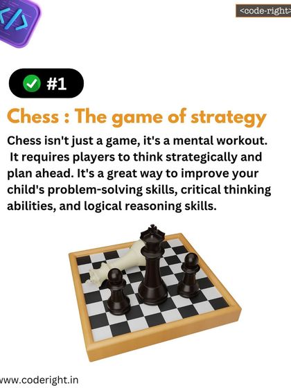 Chess is more than a game; it's a mental workout. It teaches strategic thinking, planning ahead, and critical thinking, all of which are essential abilities for a programmer.