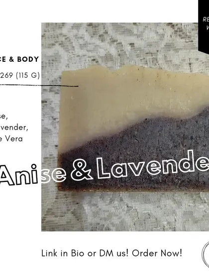 The restocked Anise & Lavender soap, with a new look but the same calming and unique scent profile.
