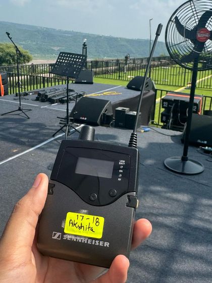 My gear, ready for an outdoor show. This is my office view.