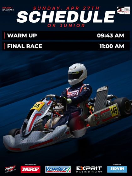 The Sunday schedule for the OK Junior class at Round 1.