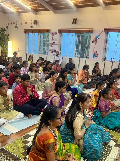 We gather not for show, but to invoke the divine and honor the Guru Parampara. This is a glimpse of our community during our 12th-anniversary celebration, a satsang of students who are an integral part of this journey towards truth and freedom.