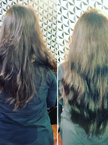 This transformation focused on adding volume and smoothing out the hair for a healthier, more uniform appearance.