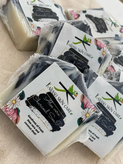 A freshly packed batch of Aloe Vera Charcoal soaps. I ship my handmade products all over India, from Chennai to Delhi and beyond.
