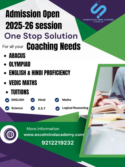 We are a one-stop solution for your child's academic needs. Our academy offers a comprehensive range of programs including Abacus, Olympiad preparation, Vedic Maths, and tuitions for subjects like English, Science, Maths, and Logical Reasoning, ensuring a well-rounded education.