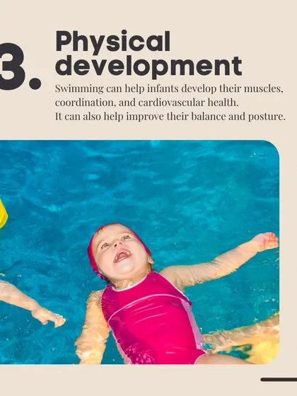 Swimming helps with physical development by building muscles, coordination, and cardiovascular health. It also improves balance and posture, giving your child a strong foundation for all physical activities.