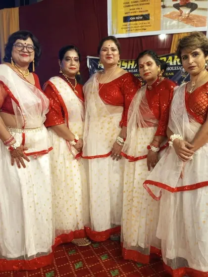 A closer look at the beautiful traditional costumes for a group Garba performance we choreographed. We often help advise on costumes to ensure the entire visual presentation is stunning.