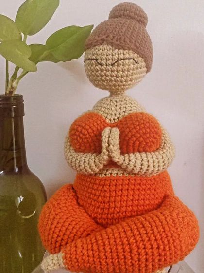 Find your inner peace with this serene Yogi Girl amigurumi. She is a beautiful reminder to take a moment for meditation and mindfulness in your day.