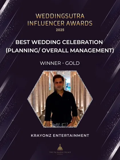 We are thrilled to have won Gold for Best Wedding Celebration (Planning & Overall Management) at the WeddingSutra Influencer Awards 2025.