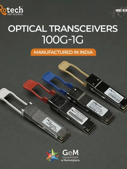 Our range of Optical Transceivers, from 1G to 100G, are proudly manufactured in India and approved for the Government e Marketplace (GeM). This ensures top-notch quality, compliance, and reliability for all your enterprise and telecom networking needs.
