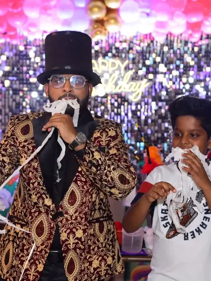This is one of my signature comedy routines, and it always gets a huge laugh. Involving kids from the audience makes the magic show so much more personal and fun for them.
