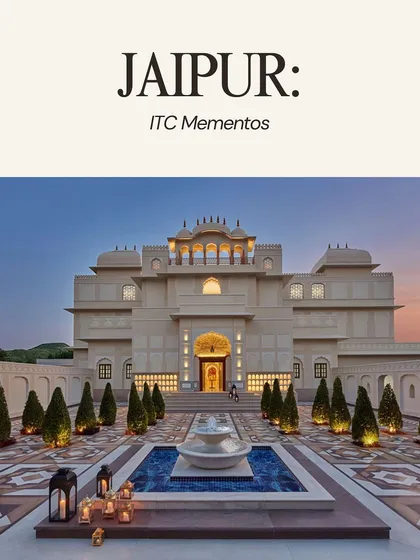 A stunning shot of the ITC Mementos in Jaipur, a modern palace venue perfect for a royal Rajasthani wedding.