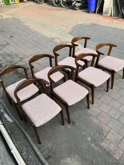 A top-down view of the custom dining chairs.