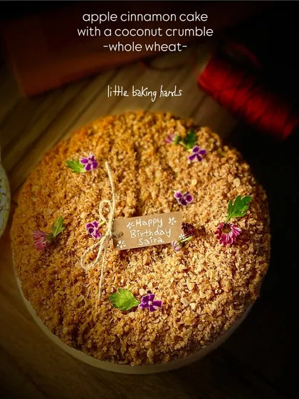 My apple cinnamon cake gets an extra layer of texture and flavour from a generous coconut crumble topping. It's a rustic, comforting bake that's perfect for birthdays or just a cozy afternoon.