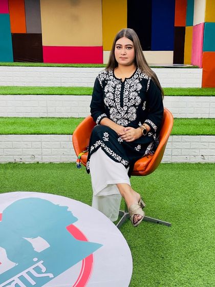 On the sets of India News, preparing for a segment on the show 'Hum Mahilaein'.