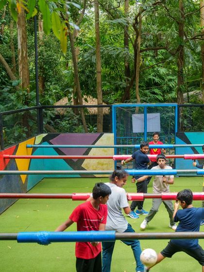 Even the kids can get in on the Human Foosball action. It's a fun and safe game for all ages.