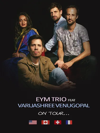 A promotional photo for my tour with the amazing EYM Trio. This collaboration allows us to explore the beautiful space between Indian classical music and contemporary jazz.