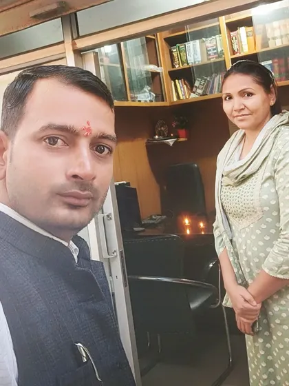 A selfie with a colleague at the office during Diwali.