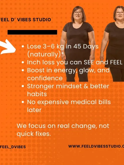 This is what real, sustainable change looks like. My program focuses on natural weight loss of 3 to 6 kgs in 45 days, visible inch loss, and a boost in energy and confidence. We achieve this without quick fixes or expensive medical bills, focusing instead on building stronger mindsets and healthier habits for life.