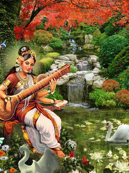 Goddess Saraswati Devi is the source of all knowledge, music, and creativity. I guide students and artists to seek her blessings to excel in their studies and creative pursuits, helping them reach their highest potential.