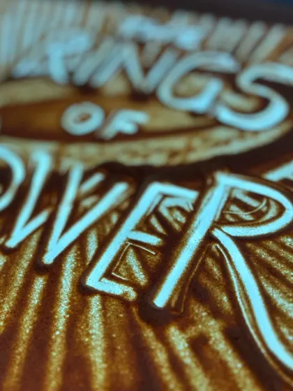 The legendary 'Rings of Power' title, brought to life in sand. I was commissioned to create a special sand art project for this epic Amazon Prime series, a journey into the world of myth and magic.