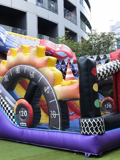 Another angle of the large inflatable, showing its size and intricate design. I source high-quality, safe, and visually impressive entertainment options.