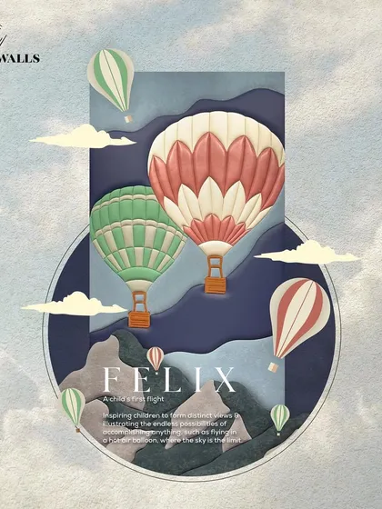 A child's first flight. The 'Felix' panel is designed to encourage boundless dreams and distinctive views, showcasing limitless possibilities through its uplifting and imaginative design.