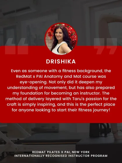 Drishika's journey is a perfect example of how my training can deepen your understanding, even if you already have a fitness background. My goal is to build a strong foundation for every aspiring instructor.