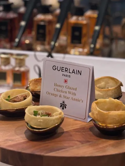 Crafting a menu for a world-renowned brand like Guerlain is about translating their essence into flavour. These Honey Glazed Chicken bites with orange and star anise were created to reflect their Parisian sophistication.