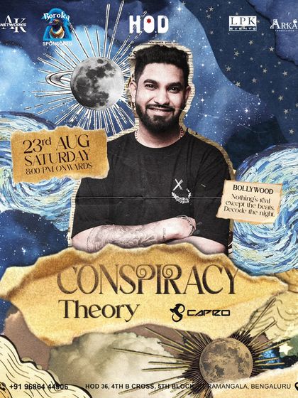 The poster for a 'Conspiracy Theory' themed night. I enjoy playing at events with unique concepts that allow for more creative and experimental music sets.