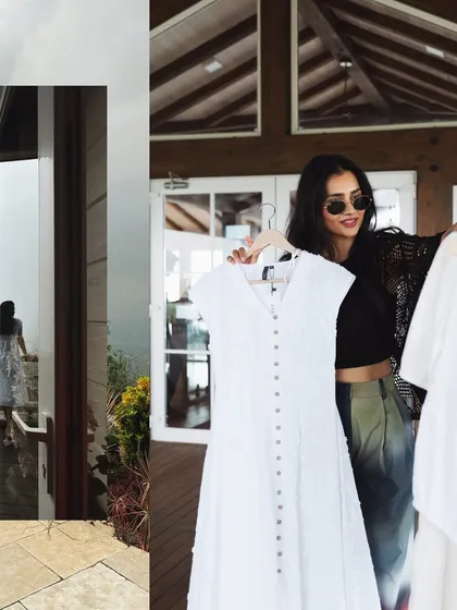 A behind-the-scenes style shot from the Westside event, where I'm picking out an outfit.