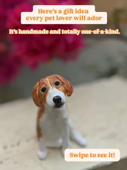 A gift idea every pet lover will adore. This hand-sculpted beagle miniature is completely one-of-a-kind, capturing a sweet and soulful expression that melts hearts.