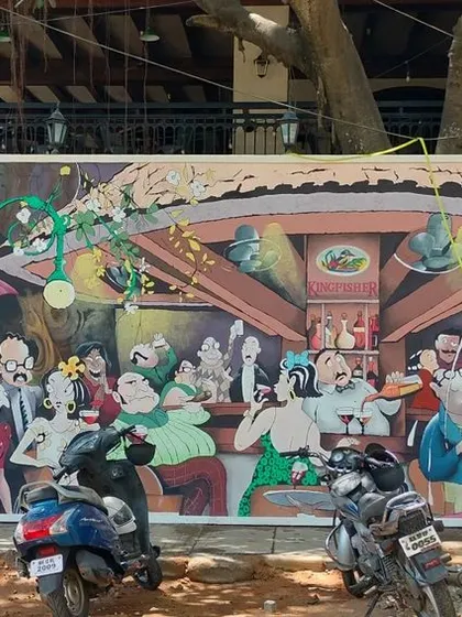The final mural at Adda 1522, a recreation of a famous piece by artist Paul Fernandes. It was an honor to bring his vision to life on this massive public wall.