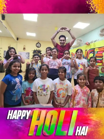 A happy Holi to our entire dance family. This group photo captures the unity and togetherness we feel, especially during festive celebrations.