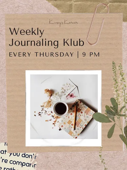 A cozy flatlay representing the vibe of our weekly journaling club. It's all about taking time for yourself to create and reflect.
