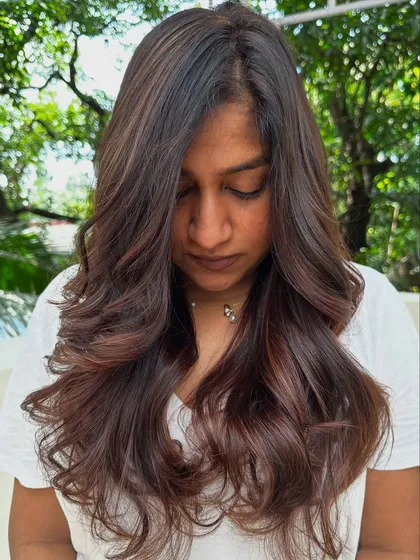 Getting her birthday-ready with this stunning 'Chocolate Mahogany Brown'. The red undertones in the mahogany add a beautiful warmth and richness to the deep chocolate base.