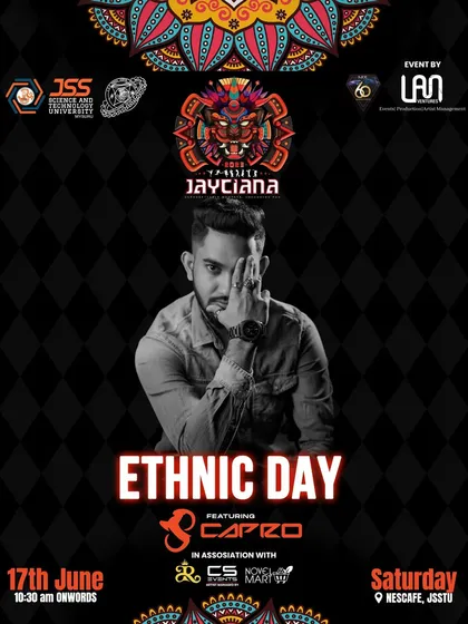 The official poster for the JSS University Ethnic Day. I was thrilled to be the featured artist for such a major college event in Mysore.