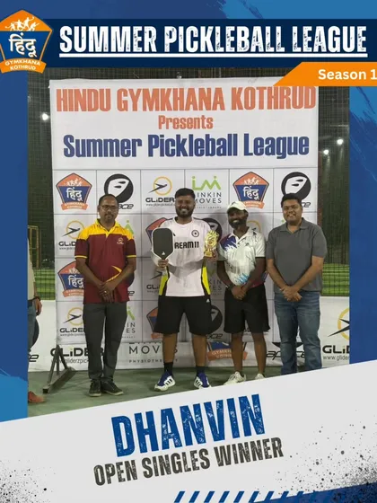 Celebrating Dhanvin, the Open Singles Winner of our Summer Pickleball League. The tournament was filled with fierce battles and exciting rallies.
