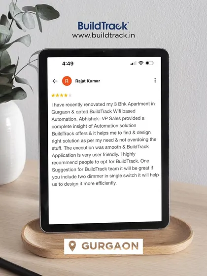 I am excited to share that our client from Gurgaon, Mr. Rajat Kumar, loves his newly renovated and automated apartment. I appreciate the feedback and am glad the execution was smooth and the app is user-friendly.