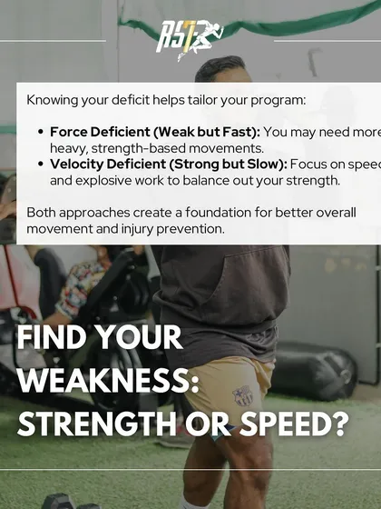 To train like an athlete, you need to find your weakness: are you force-deficient (weak but fast) or velocity-deficient (strong but slow)? Knowing this allows me to tailor your program for balanced development.