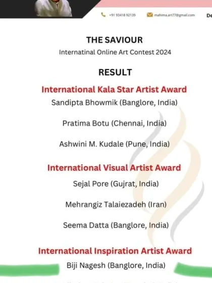 A cropped image of the award winners list. Seeing my name there is a moment of immense pride and gratitude.