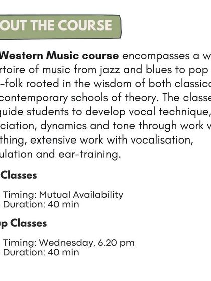 Details about our Western Music course, which encompasses a wide repertoire from jazz and blues to pop and indie-folk.