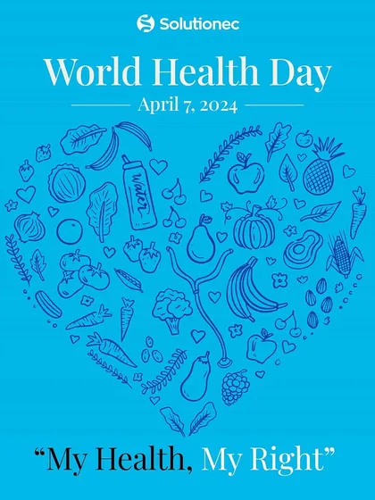 This heart, composed of healthy foods and habits, symbolizes the core message of World Health Day: "My Health, My Right." It represents our commitment to making choices that nourish our bodies and minds.